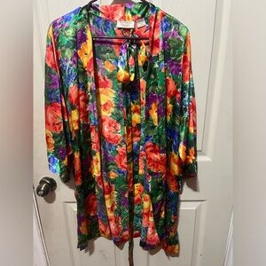 Victoria's Secret Colorful Floral Satin Robe
